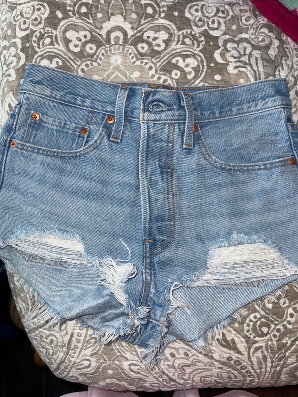 Levi's Light Blue Distressed Cutoff Denim Shorts